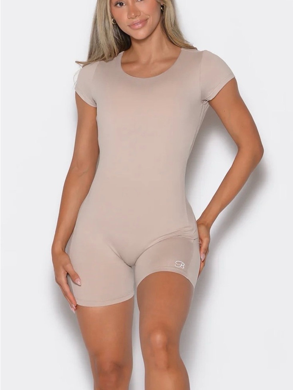 Bombshell Sportswear Seamless Nude Short-Sleeve Romper